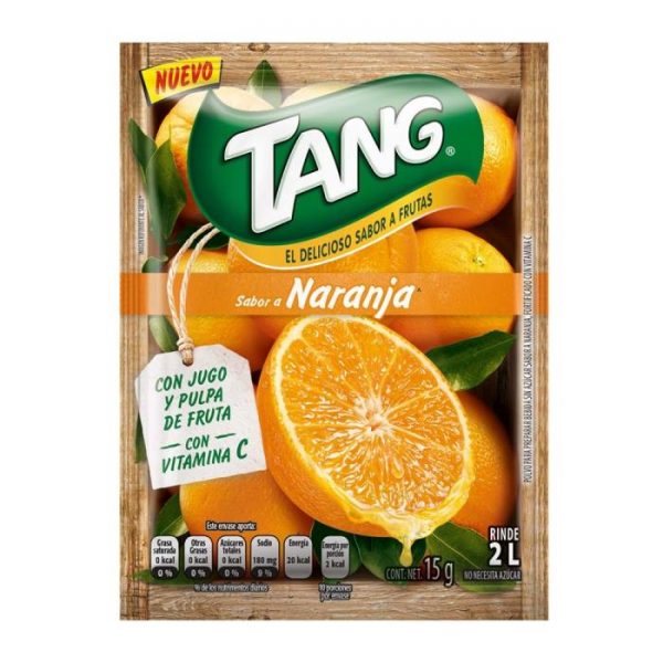 polvo para preparar bebida tang de naranja 15 gr