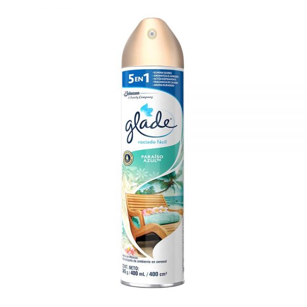 Aromatizante ambiental Glade paraíso azul en aerosol 400 ml