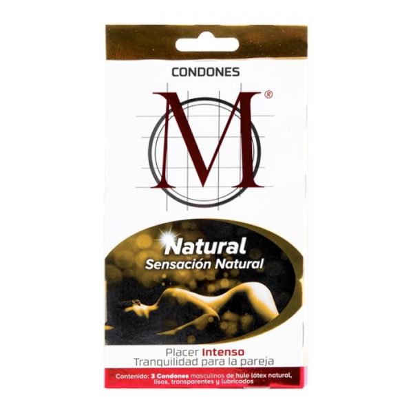 Condones M lisos sensación natural 3 pzas