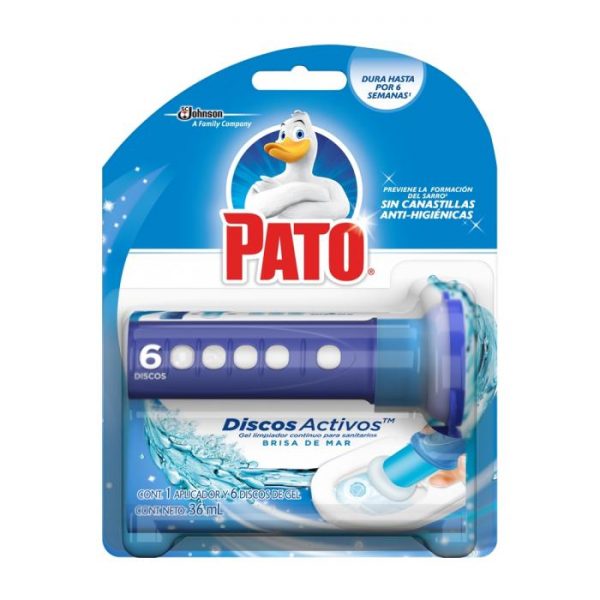 Gel limpiador para sanitarios Pato discos activos brisa de mar 36 ml + 1 aplicador