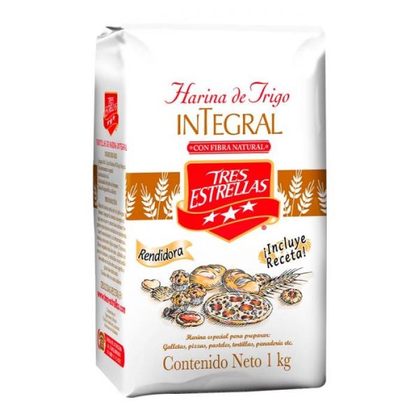 Harina de trigo Tres Estrellas integral 1 kg