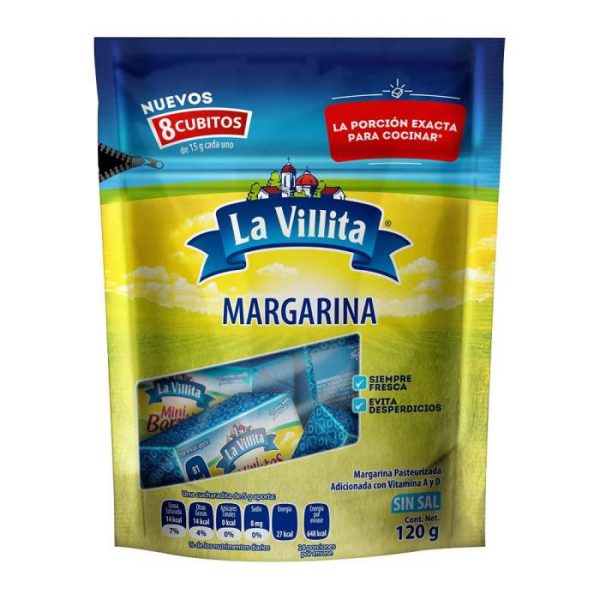 Margarina La Villita sin sal mini 8 cubitos