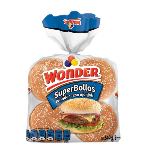 Pan para hamburguesa Wonder SuperBollos con ajonjolí 8 pzas