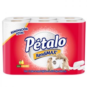 Papel higiénico Pétalo Rendimax 12 rollos con 320 hojas dobles