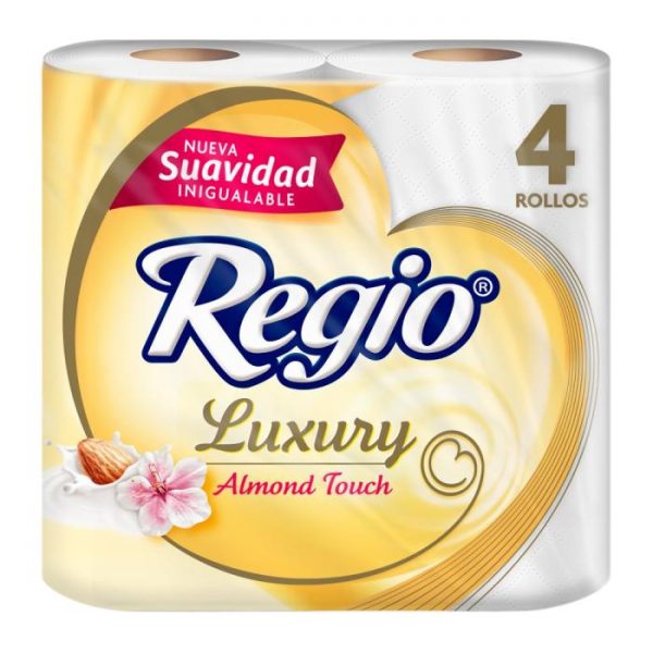 Papel higiénico Regio luxury almond touch 4 rollos con 205 hojas dobles