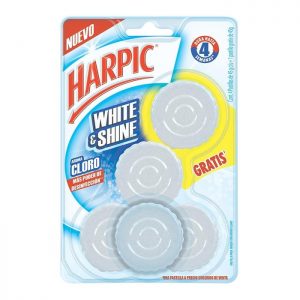 Pastilla para tanque Harpic white & shine aroma cloro 5 pzas de 45 g c/u