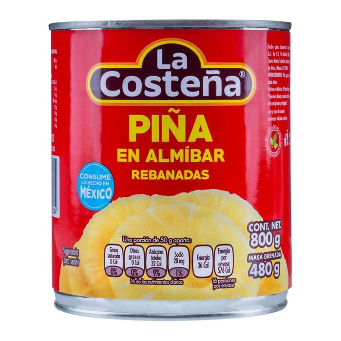 Piña en almíbar La Costeña en rebanadas 800 g | Envío gratis a domicilio