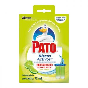Repuesto gel limpiador para sanitarios Pato discos activos lima fresca 72 ml
