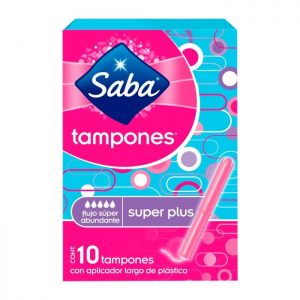 Tampones Saba super plus flujo súper abundante 10 pzas