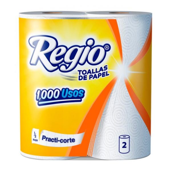 Toalla de papel Regio 1000 usos 2 rollos con 130 hojas