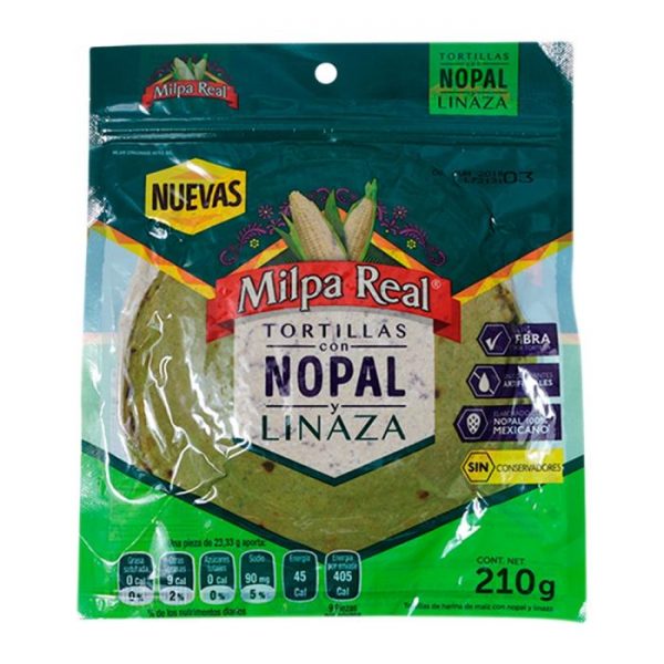 Tortillas Milpa Real con nopal y linaza 210 g